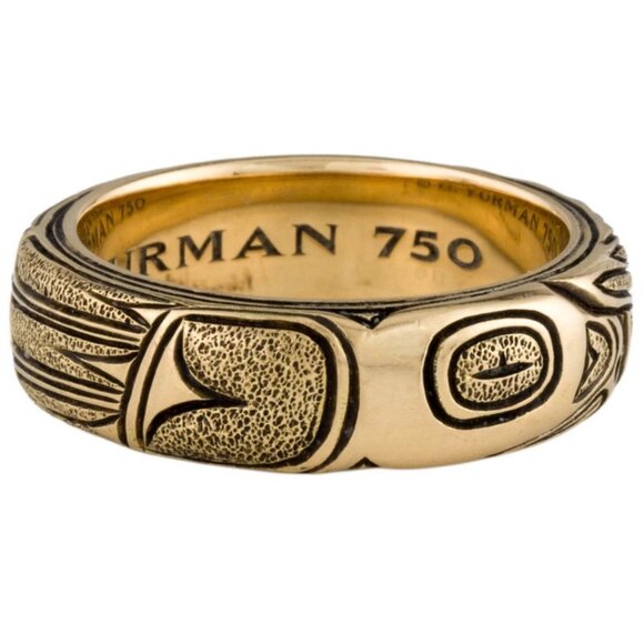 DAVID YURMAN 18K 750 YELLOW GOLD ENGRAVED BAND RING - Picture 3 of 9